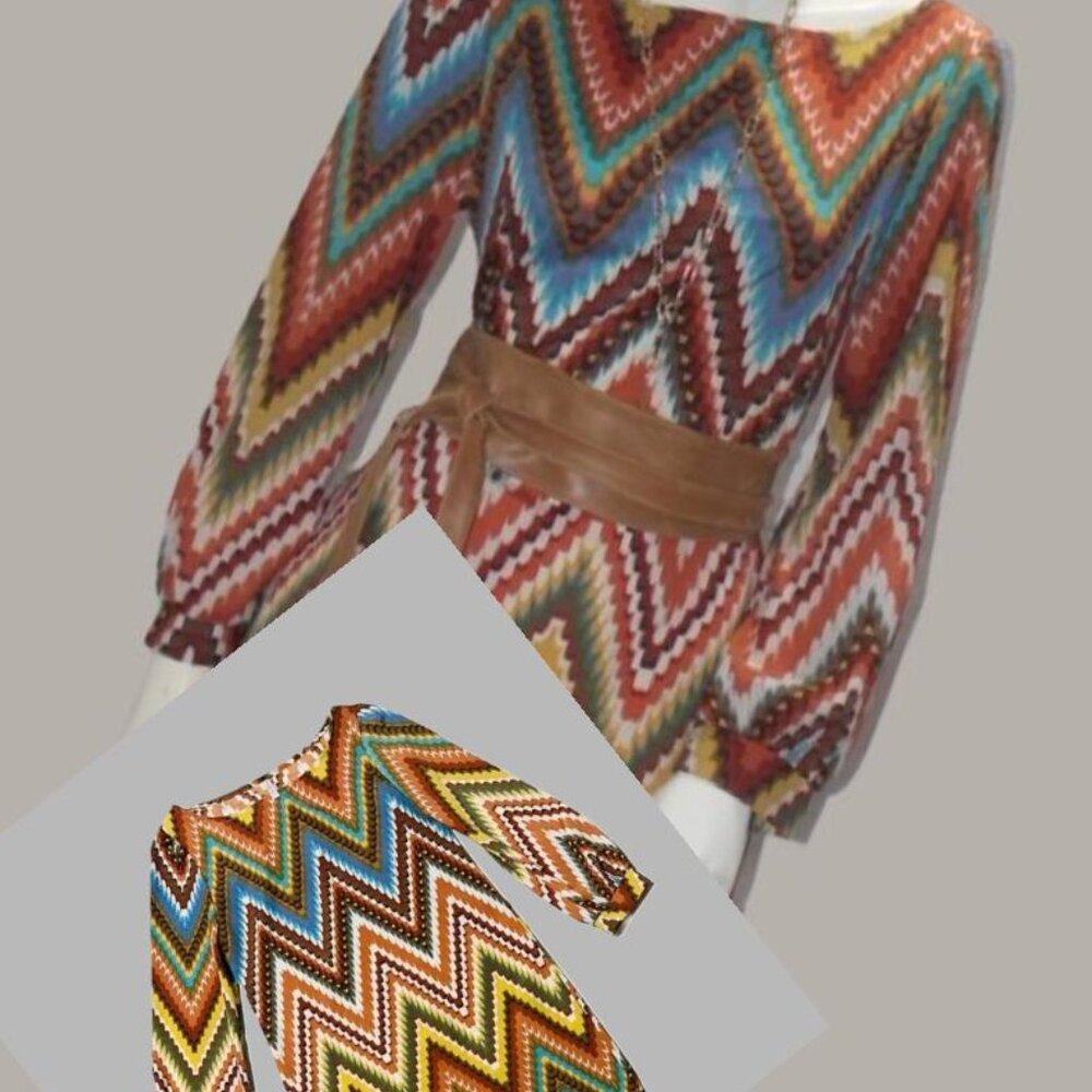 Auditions Dress NWOT Multicolor Long Sleeve Size M Women's Above Knee Mini